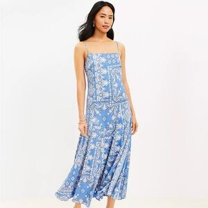 Loft Bandana Print Paisley Slip Dress